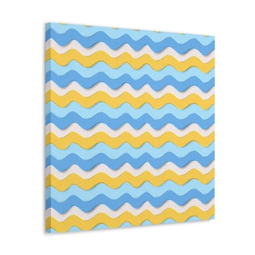 zxxpensy Yellow Blue Wavy Shape Stripes Horizontal Rows Wall Art