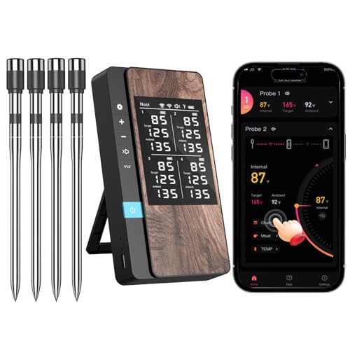 Image of AI Smart Wireless Meat Thermometer, 10X Enhanced Signal and Stability, with 2 Probes High-Accuracy Sensors, Standalone Display Base, Instant Read LCD & App Control for Kitchen,BBQ,Oven,Grill