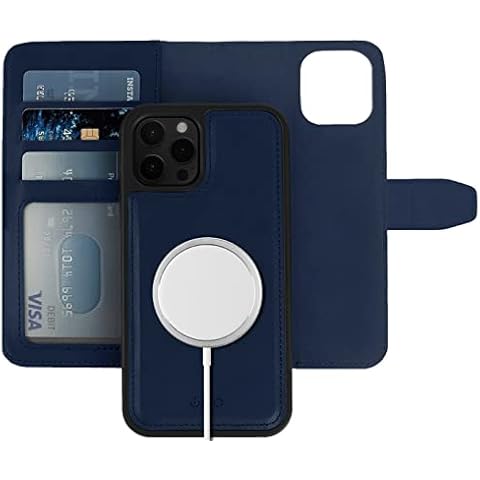 iATO iPhone 12 Pro Max Wallet Case. MagSafe Compatible Detachable PU Leather Folio Cover. Landscape Stand & RFID Card Protective Flip Removable Accessory for iPhone 12 Pro Max (2020) 6.7-inch [Blue] Cover