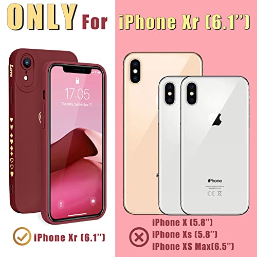 Teageo Iphone Xr Case 6.1" For Women & Girls, Luxury Love Heart, Soft Anti-Scratch Camera Protective, Silicone Shockproof Cover - Burgundy #TOP1