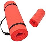 BalanceFrom GoYoga+ All-Purpose 1/2-Inch Extra Thick High Density Anti-Tear Exercise Yoga Mat and Knee Pad with Carrying Strap (Red)