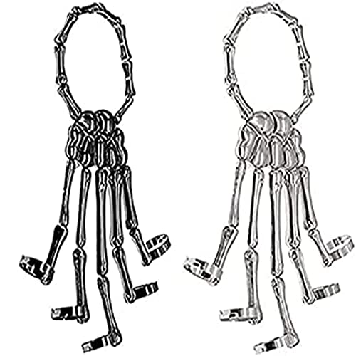 Men Women's Halloween Skull Skeleton Hand Bracelet with Ring,Metal Skeleton Bangle Goth Ghost Claw Jewelry Ornaments