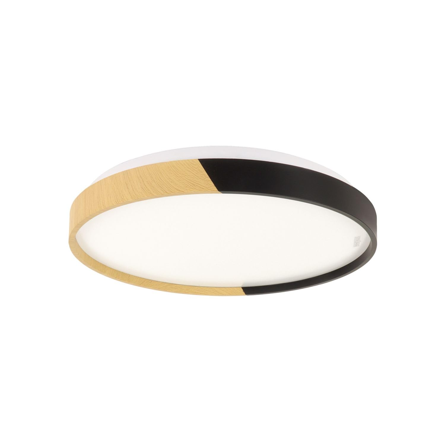 Licht-Erlebnisse LED Deckenleuchte Badezimmer Ø 38 cm rund IP44 4100 K 1650 lm neutralweiß Holz-Optik Schwarz blendarm Modern Badezimmerleuchte Deckenlampe