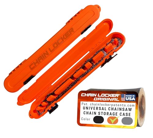 Original Chainsaw Chain Storage - Universal Portable Saw Chain Holder Case For all Chains up to 20 Inch Blades - Can Stack 2 Inches Deep Fits a Minimum of 8 Chains Made in USA - Orange