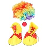 BESPORTBLE Karneval Clown Kostm Rote Clown Percke Clowns Schuhe Clown Nasen Percke Karneval Clown Party Clown Kostm Halloween Kostüm Clown Erwaschsene