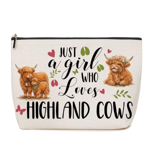 Highland Cow Gifts for Girls Makeup Bag Funny Animal Cosmetic Bag