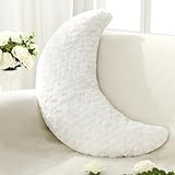 Beeveer 23.6'' White Moon Shaped Pillow Nursery Texture Throw Reading Pillow Soft Plush PP Cotton Filling Half Moon Decor Gifts for Baby Crib Bed Back Couch Car Wedding Birthdays, Machine Washable