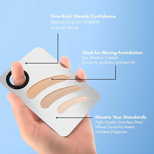 Beauté Secrets 2 in 1 Makeup Cosmetic Mixing Palette, Stainless Steel Foundation Palette with Spatula for Mixing Foundation, Eye Shadow, Eyelash, Lipstick, Nail Art, Silver - Image 4