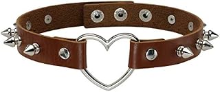 MILAKOO Punk Style Love Heart PU Leather Collar Choker Necklace with Rivets Spiked Accent