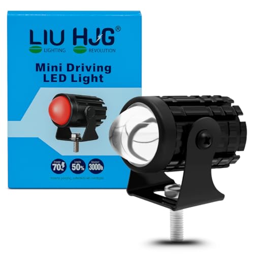 Image of LIU HJG Mini U10 18W LED Fog Light | Dual Beam Yellow /White with Red Devil Eye DRL | Universal Fit Fog Lamp for Bike & Car | Compact Waterproof 10V-80V Driving Headlight (Pack of 1)