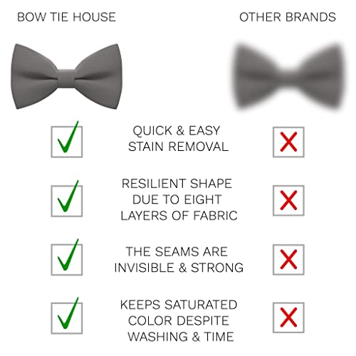 Image of Bow Tie House Mens Bowties Pre-tied Shape Clip on Bowtie Solid Men Formal Wear for kids, baby boys, toddler any age bow ties
