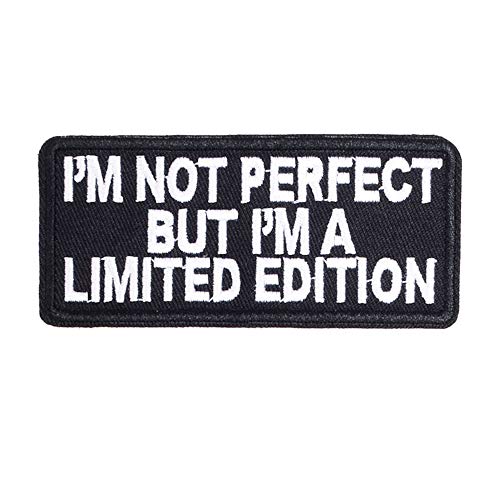 U-Sky Sew or Iron on Embroidered Patches | I AM NOT Perfect BUT I AM A Limited Edition Motivational Appliques | Self-Acceptance Saying Decals | Hats Jeans Demin​ Jackets | 3.94"x1.77" 3PCs Pack