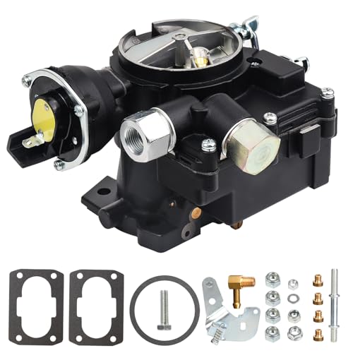 Marine Carburetor for Mercruiser Carburetor 3.0L 2.5L 2 Barrel Carb 4CYL Engine 3310-8M0045397 864940A01 Black Mercarb w/Electric Choke Jet Long Linkage Gasket Base Bolt Pattern is 3 3/4 X 2 inches