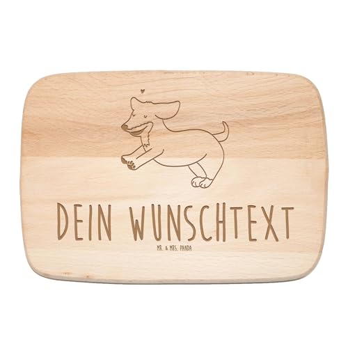 Mr. & Mrs. Panda Personalisiertes Frühstücksbrett Hund Dackel - Personalisierte Geschenke, Sprüche, Küchenhelfer, Holzbrett, Brotzeitbrett, Herz, Süß, Brettchen, Hunde, Schneidebrett Holz
