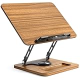 LOE(ロエ) 360度回転 卓上 タブレットスタンド 木製 ヒッコリー 折りたたみ式 高さ調整 自立型 安定 モバイルモニター 対応