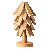 Holzuntersetzer Baum: 5 Natürlichem Untersetzer Holz Baum, Weihnachtsbaum Topfuntersetzer Haltbare, Hitzebeständige rutschfeste Tischsets, Tannenbaum Untersetzer Holz Für Heiße Gerichte