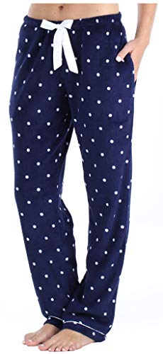 PajamaMania Women's Fleece Pajama PJ Pants, Polka Dot (PMPFR1003-2084-2X)
