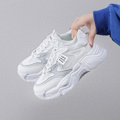 Womens Fashion Lace-Up Leather Platform Sneakers Round Toe Non-Slip Chunky Casual Sport Shoes for Walking Workout Driving2