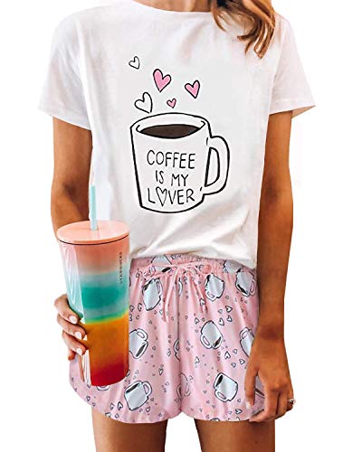 Schlafanzug Damen Kurz Schlafanzug mit Slogan Pyjama Set Streifenhose Hausanzug Sommer Sleepwear Damen Zweiteiliger Schlafanzug Schlafanzug Damen Kurz Schlafanzug mit Slogan Pyjama Set Streifenhose Hausanzug Sommer Sleepwear Damen Zweiteiliger Schlafanzug