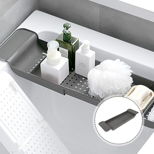Plateau de bain réglable en PP extensible avec support tablette pour baignoire