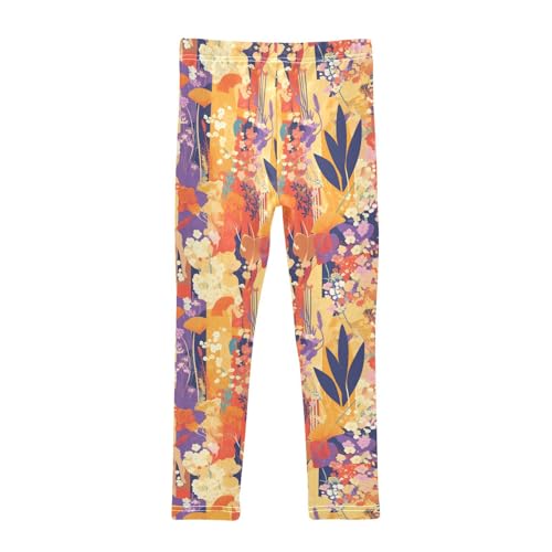 KLL Vintage Floral Pattern Modern Toddler Girls' Athletic Leggings Stretchy High Waisted Activewear Running2
