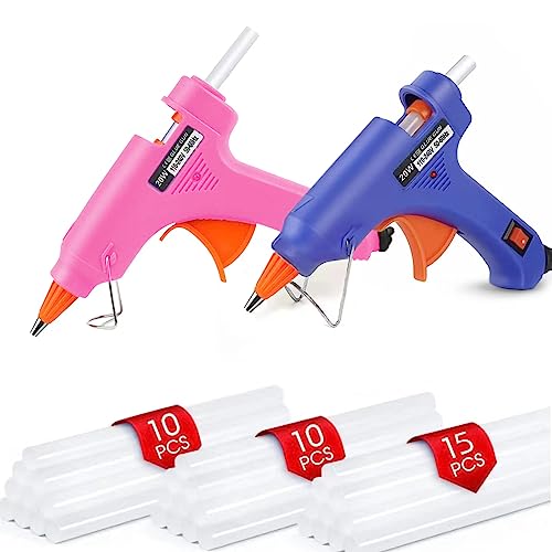 Image of Mini Hot Glue Gun 2-Pack Blue Pink 35pcs Hot Glue Sticks for Quick Fix Artist DIY Art Home 20w