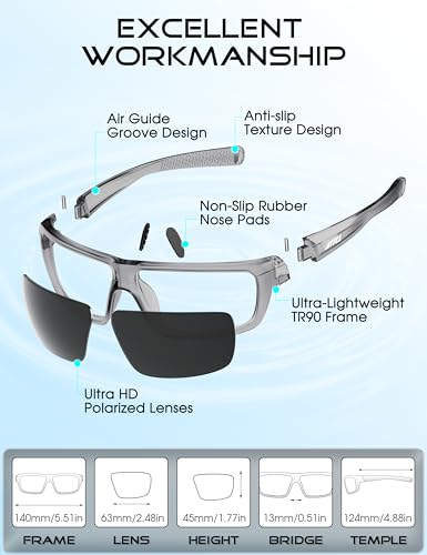Image of ATTCL Polarized Sunglasses Men for Fishing: UV Protection Lightweight TR90 Sports Wrap Sun Glasses Driving Golf Running