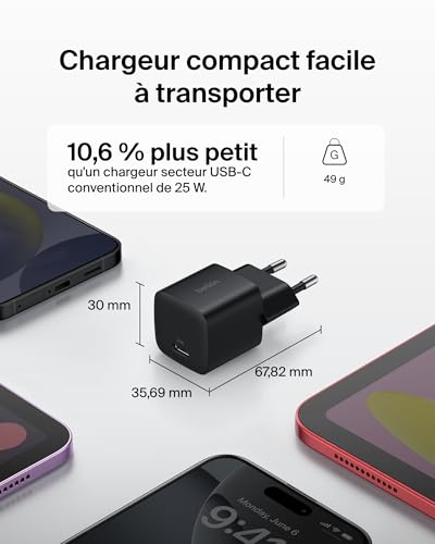 Belkin BoostCharge Chargeur secteur USB C + Câble USB C vers USB C - vue 10