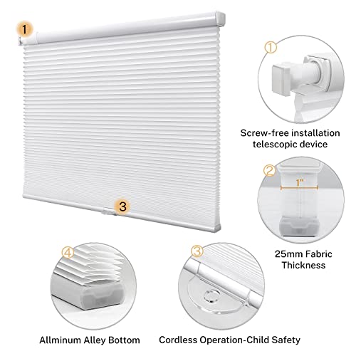 image for Keego No Drill Cellular Blinds Cordless for Window Blackout Honeycomb 