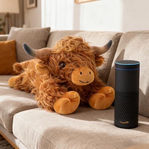 Image of JDF 5lbs Highland Cow Weighted Stuffed Animals, 22in Giant Highland Cow Gift Plush Toy, Adorable Stuffed Animal Adults & Kids Highland Cattle Plushie Pillow Decor