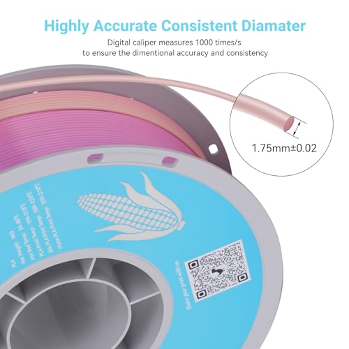 Image of Silk Rainbow PLA 3D Printer Filament, 1KG Spool(2.2lbs) 1.75mm PLA Fast Color Change 3D Printing Material, Multicolor PLA,Gradient Filament for Most FDM 3D Printers,Ice Cream Color