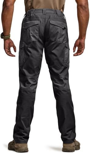 CQR Men's Flex Ripstop Tactical Pants, Water Resistant Stretch Cargo Pants, Lightweight EDC Hiking Work Pants, Breacher Black, 34W/30L - 1