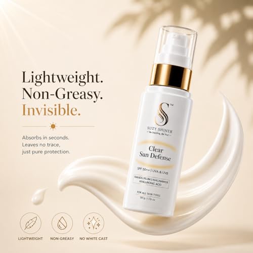 Image of Clear Sun Defense SPF 50++ Sunscreen | Broad Spectrum UVA & UVB Protection | Kakadu Plum, Niacinamide & Hyaluronic Acid | Lightweight, Non-Greasy & No White Cast | 50g