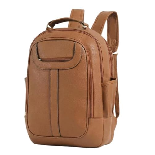 Mochila Feminina de Couro PU Grande Capacidade para Trabalho(Calamero 9733#)