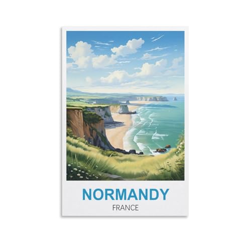Poster de voyage vintage Normandie France grand format 50x75 pour chambre et salon
