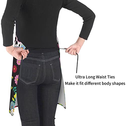 Tablier Calavera mexicain imperméable et durable avec double poche frontale ajustable