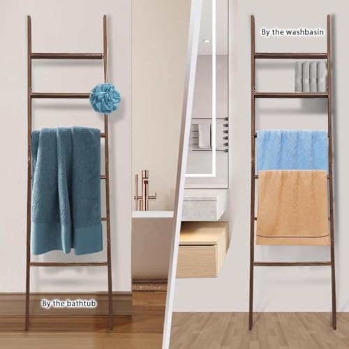 Kinglive 6-Tier Decorative Wooden Blanket Ladder - 5.5 Ft Towel Rack And Wall-Leaning Quilt thumb #2