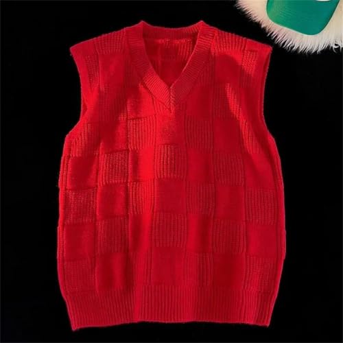 Men's Vintage Knit Vest Warm Loose V-Neck Pullover Sleeveless Knitwear Vest2