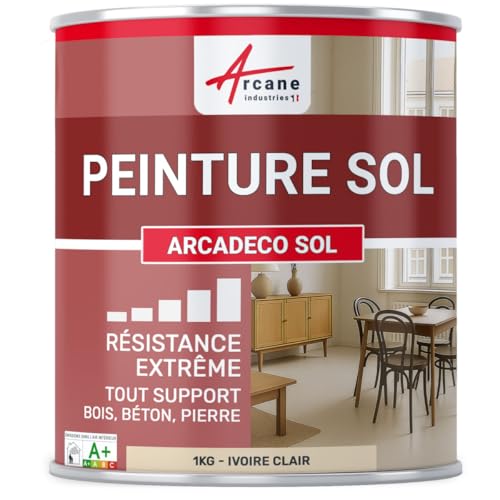 ARCANE INDUSTRIES Peinture Sol Intérieur Velours Polyuréthane - 1 kg Ivoire Clair - RAL 1015