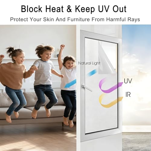 Film électrostatique vitre mat pur 90x1000 cm pour fenêtre