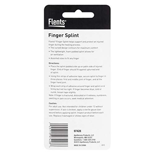 Image of Flents Finger Splints, Protective Support Brace Set, 3 Assorted Sizes