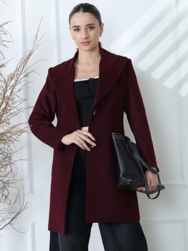 Image of PLAGG Women's Notched Lapel Long Overcoat