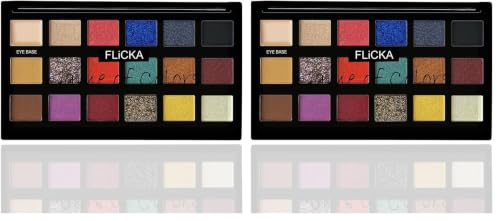 Image of FLiCKA Game Of Colors Makeup Eyeshadow Palette| Matte & Shimmery Finish, Smudge Proof, Crease Proof & Smear Proof| Highly Pigmented & Easy To Blend, 02 On Demand, 18g (Pack of 2)