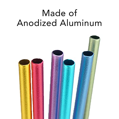 12 Pcs Reusable Metal Straws, Drinking Straws, Aluminum Straws, Smoothies Straws, Rainbow Colorful Straws For Party, Included Cleaning Brushes #TOP4
