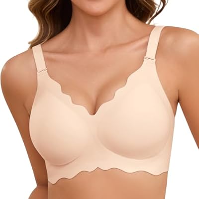 Lonya Sujetador sin Aros Mujer Push Up Sujetadores Reductores sin Costuras Cuello V Sexy Sostenes Básicos Comodos Bralette Beige,M | Ya disponible en tu tienda friki favorita! En mundofriki.es!