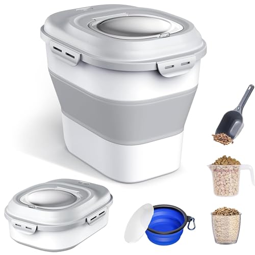 Druuzyl Hundefutterbox Faltbar - Praktischer Futterbehälter Mit Messbecher Für 5kg Trockenfutter