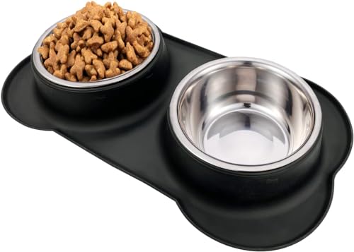 AsFrost stainless steel dog bowls with non-slip mat
