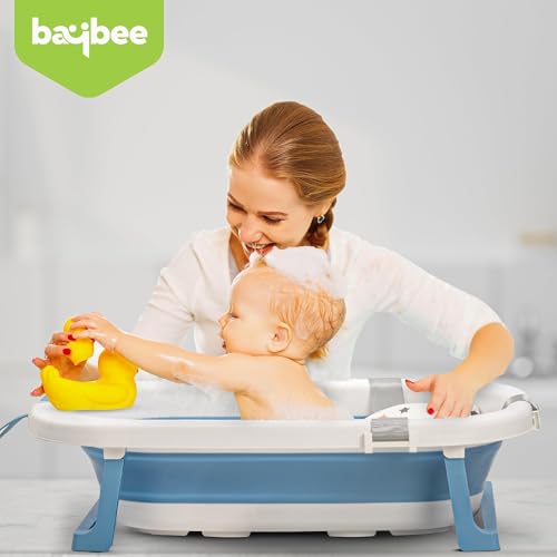 Image of Baybee Jolly Bath Tub for Baby 0 to 5 Years | Foldable Baby Bath Tub for Kids with Anti Skid Base & Drainer | Mini Swimming Pool for Babies | Bather & Bathtub for Newborn Boys Girls (Blue)