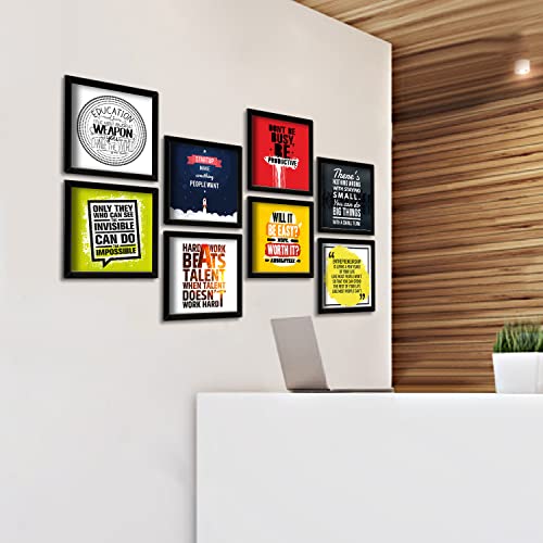 Image of PAPER PLANE DESIGN Motivational Quotes Wall Framed Poster, Office Decor, Inpirational Frame with Quotes.Set of 8 (10 x 10 Inches) (MDF POSTERS)