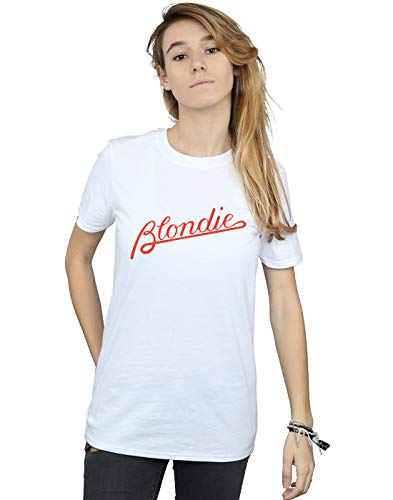 Image of Absolute Cult Blondie Women's Lines Logo Boyfriend Fit T-Shirt White Small